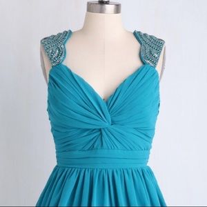 Teal Fit and Flare Occasion Dress
